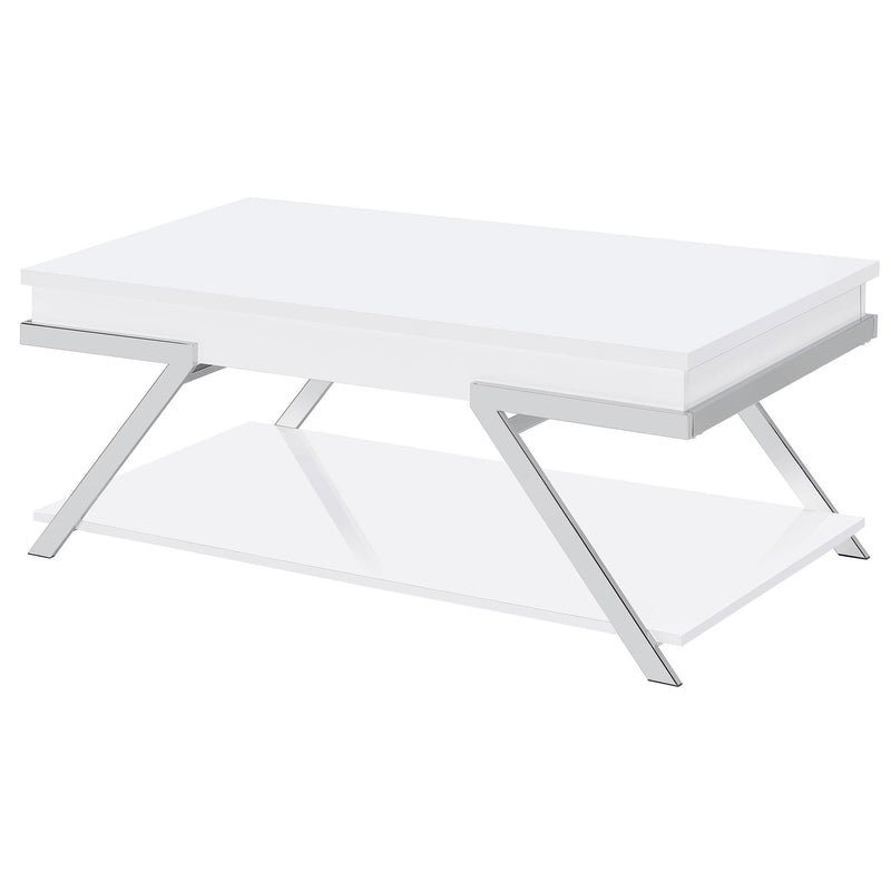  Coaster Furniture Marcia 708158 Rectangular Lift Top Coffee Table - White High Gloss IMAGE 6
