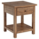  Coaster Furniture Payne 710547 1-Drawer Wood End Table with Shelf - Distressed Brown IMAGE 1