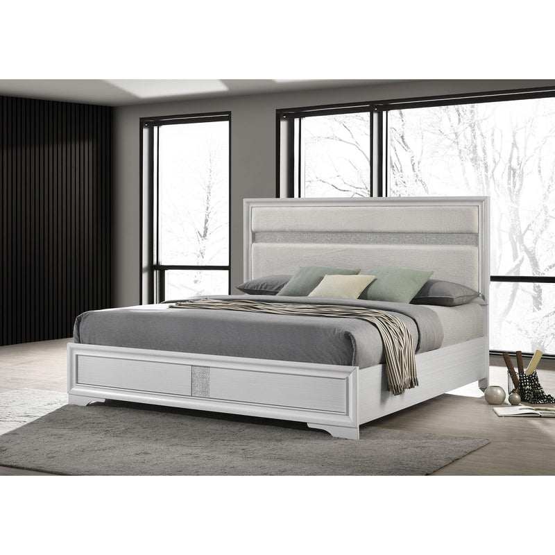  Coaster Furniture Miranda 205110KW 54-inch Upholstered California King Panel Bed - White IMAGE 2