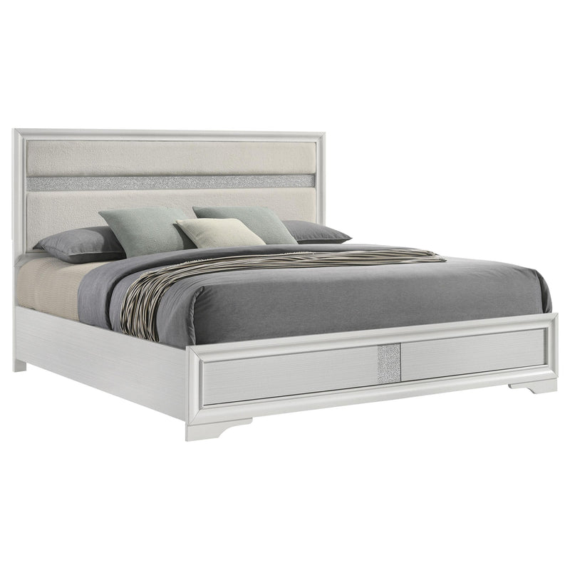  Coaster Furniture Miranda 205110KW 54-inch Upholstered California King Panel Bed - White IMAGE 3