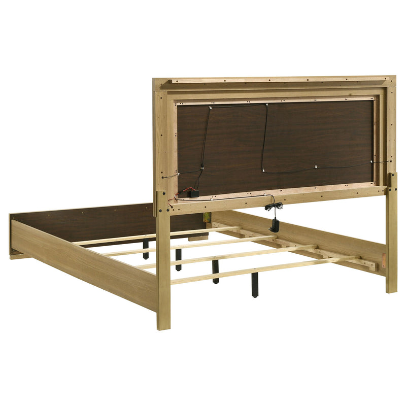 Coaster Furniture Hyland 215651Q Wood Queen LED Panel Bed - Natural/White IMAGE 4