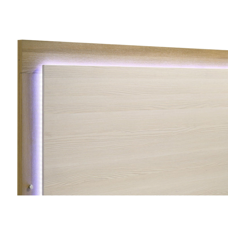 Coaster Furniture Hyland 215651Q Wood Queen LED Panel Bed - Natural/White IMAGE 6