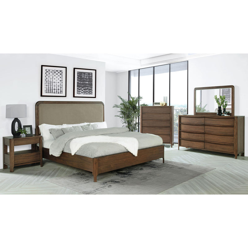  Coaster Furniture Maderia 223321KE 57-inch Upholstered Eastern King Panel Bed - Walnut IMAGE 5