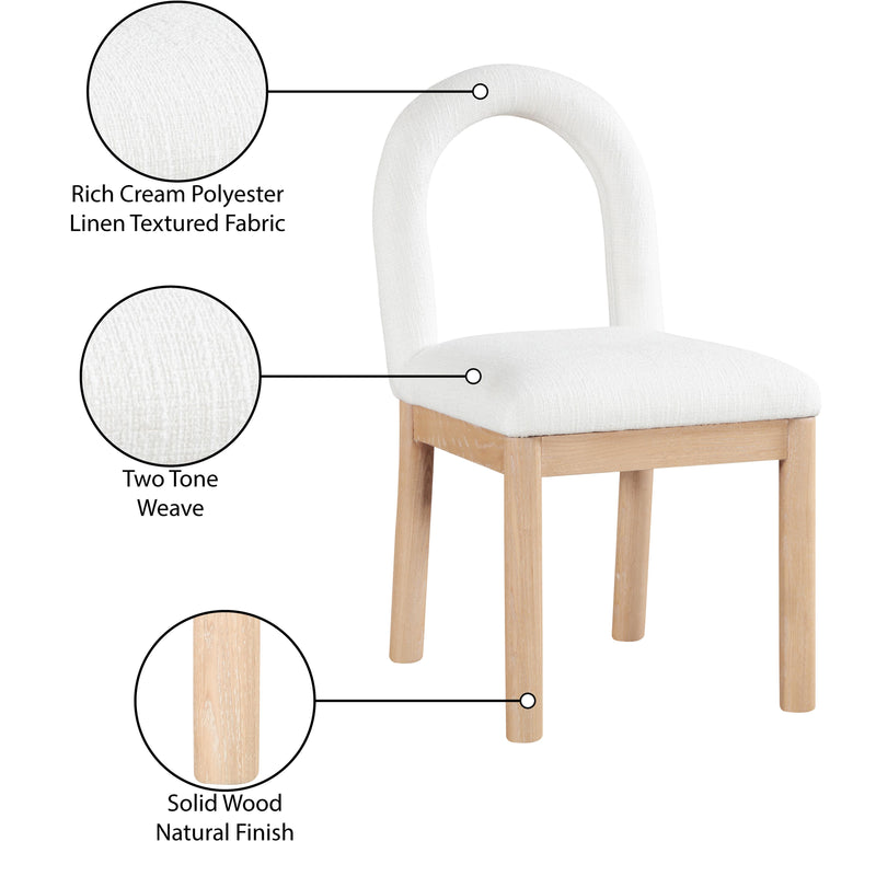 Meridian Conrad Cream Linen Textured Fabric Dining Chair IMAGE 10
