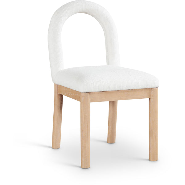 Meridian Conrad Cream Linen Textured Fabric Dining Chair IMAGE 1