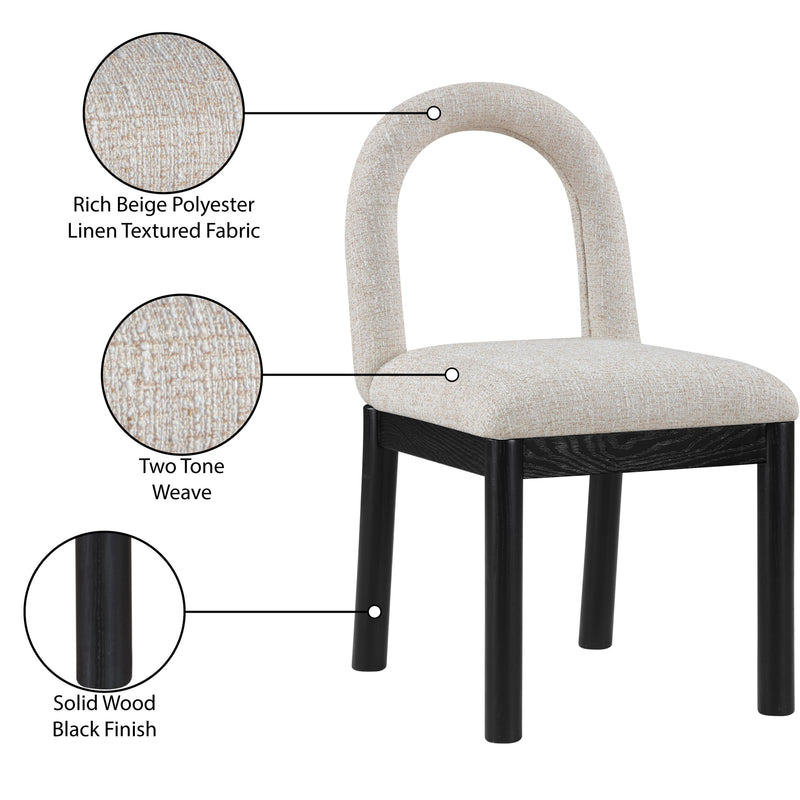 Meridian Conrad Beige Linen Textured Fabric Dining Chair IMAGE 9
