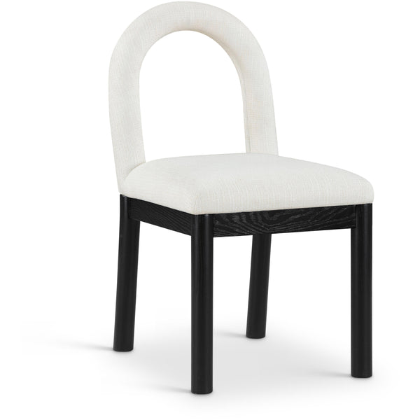 Meridian Conrad Cream Linen Textured Fabric Dining Chair IMAGE 1