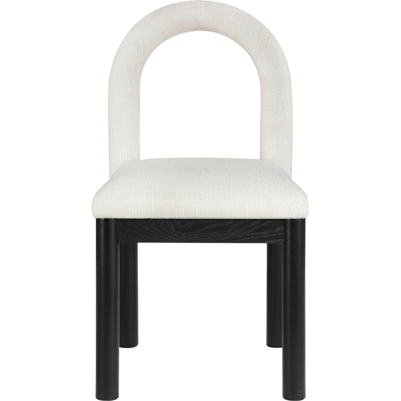 Meridian Conrad Cream Linen Textured Fabric Dining Chair IMAGE 3