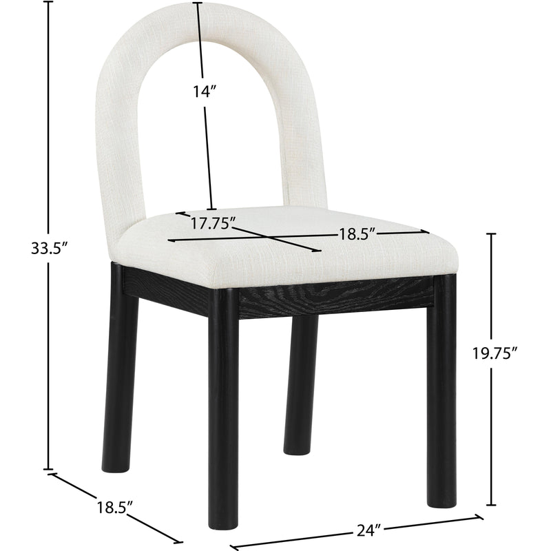 Meridian Conrad Cream Linen Textured Fabric Dining Chair IMAGE 8