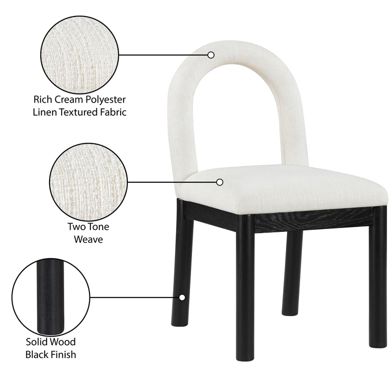 Meridian Conrad Cream Linen Textured Fabric Dining Chair IMAGE 9