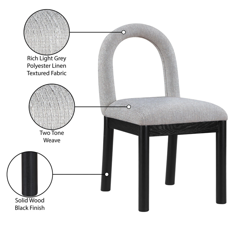 Meridian Conrad Grey Linen Textured Fabric Dining Chair IMAGE 9