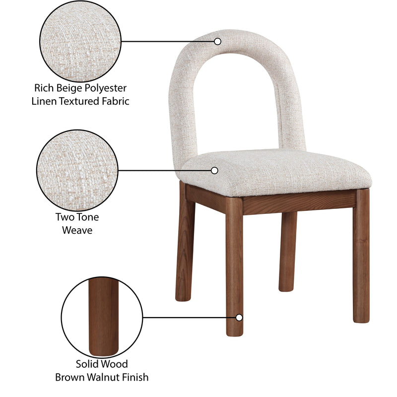 Meridian Conrad Beige Linen Textured Fabric Dining Chair IMAGE 9