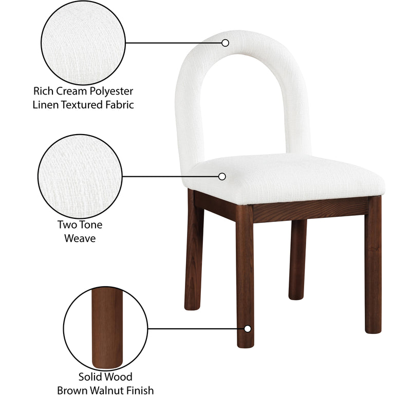 Meridian Conrad Cream Linen Textured Fabric Dining Chair IMAGE 9