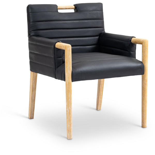 Meridian Aimee Black Vegan Leather Dining Arm Chair IMAGE 1
