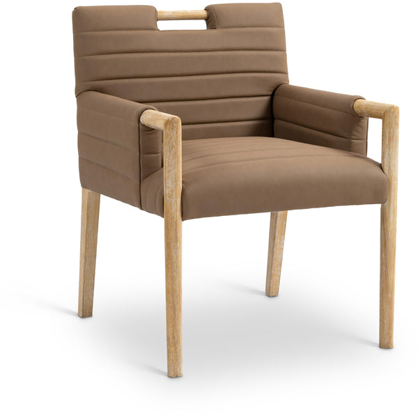 Meridian Aimee Brown Vegan Leather Dining Arm Chair IMAGE 1