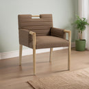 Meridian Aimee Brown Vegan Leather Dining Arm Chair IMAGE 2
