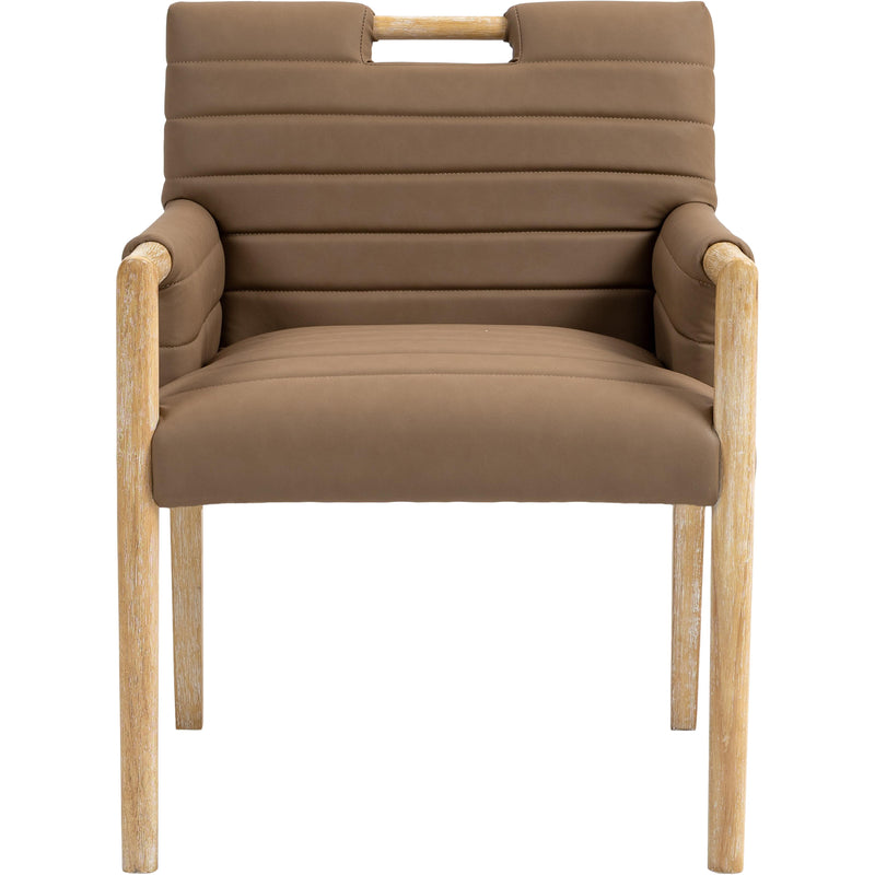 Meridian Aimee Brown Vegan Leather Dining Arm Chair IMAGE 3