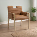Meridian Aimee Cognac Vegan Leather Dining Arm Chair IMAGE 2