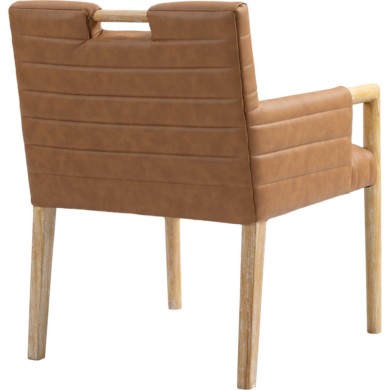 Meridian Aimee Cognac Vegan Leather Dining Arm Chair IMAGE 6