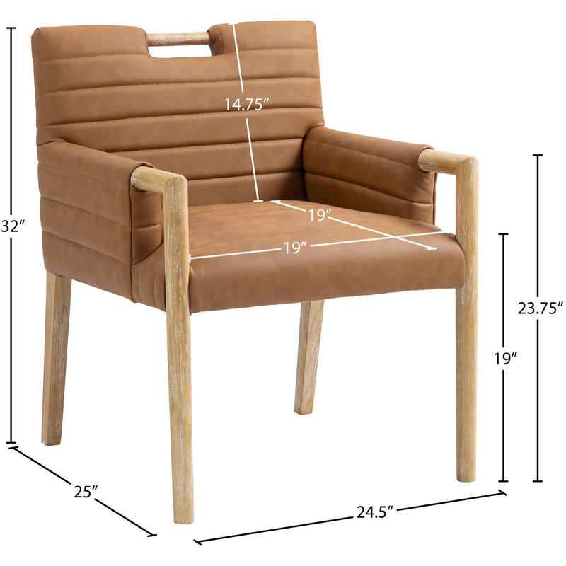 Meridian Aimee Cognac Vegan Leather Dining Arm Chair IMAGE 9