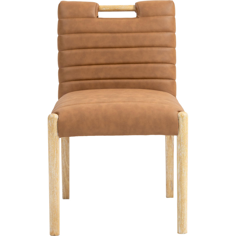Meridian Aimee Cognac Vegan Leather Dining Side Chair IMAGE 3