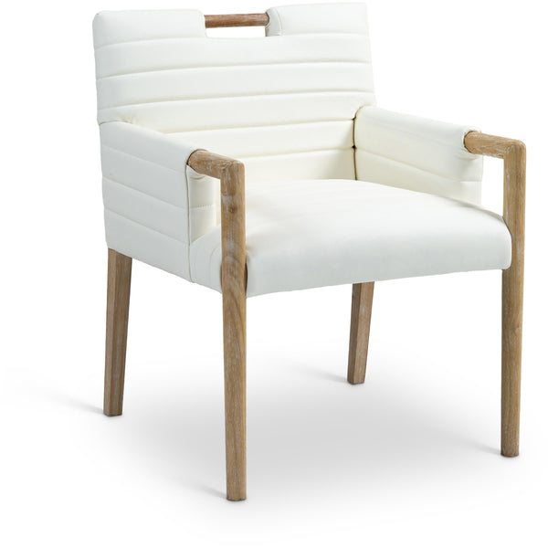 Meridian Aimee Cream Vegan Leather Dining Arm Chair IMAGE 1