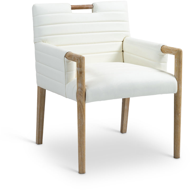 Meridian Aimee Cream Vegan Leather Dining Arm Chair IMAGE 1