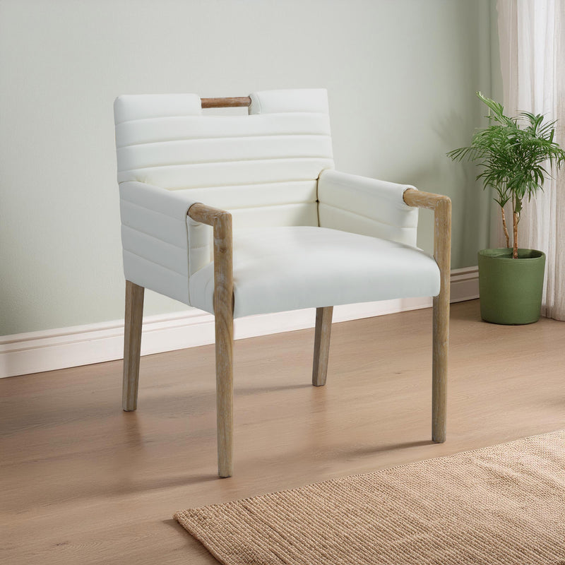 Meridian Aimee Cream Vegan Leather Dining Arm Chair IMAGE 2