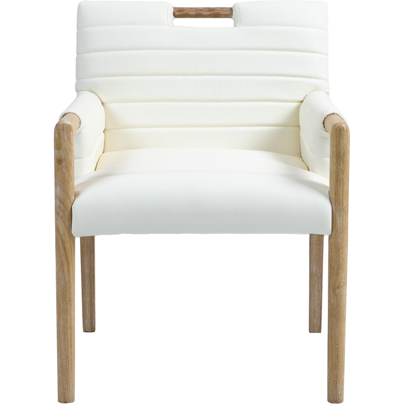 Meridian Aimee Cream Vegan Leather Dining Arm Chair IMAGE 3