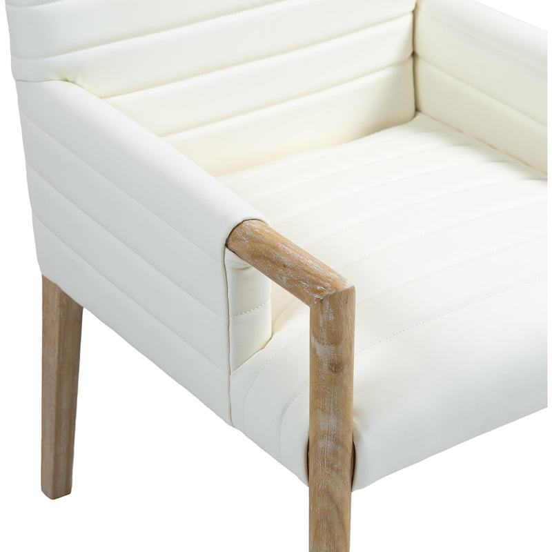 Meridian Aimee Cream Vegan Leather Dining Arm Chair IMAGE 7