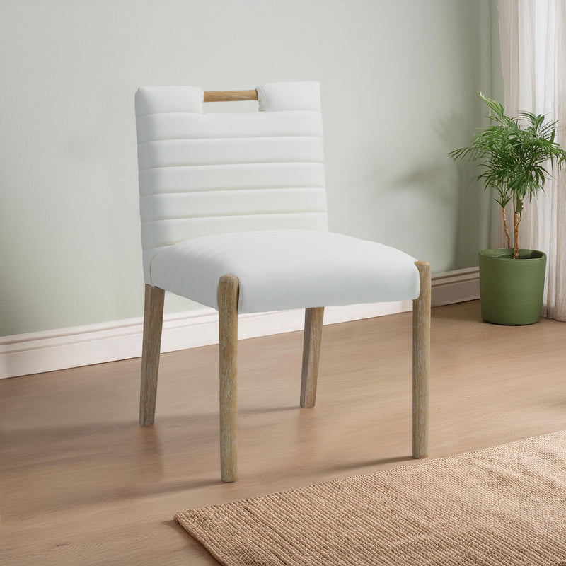 Meridian Aimee Cream Vegan Leather Dining Side Chair IMAGE 2