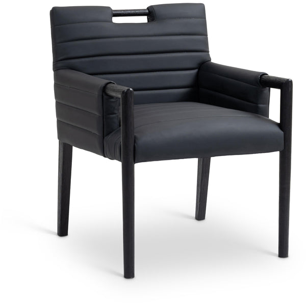 Meridian Aimee Black Vegan Leather Dining Arm Chair IMAGE 1