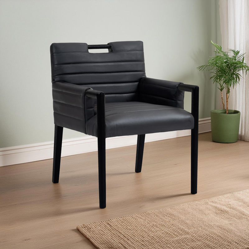 Meridian Aimee Black Vegan Leather Dining Arm Chair IMAGE 2