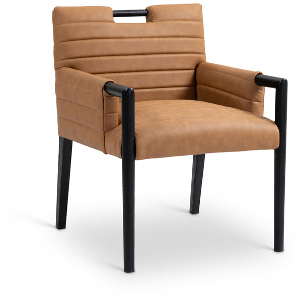Meridian Aimee Cognac Vegan Leather Dining Arm Chair IMAGE 1