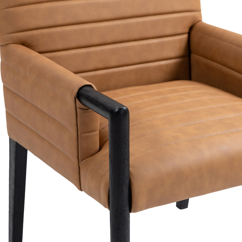 Meridian Aimee Cognac Vegan Leather Dining Arm Chair IMAGE 7