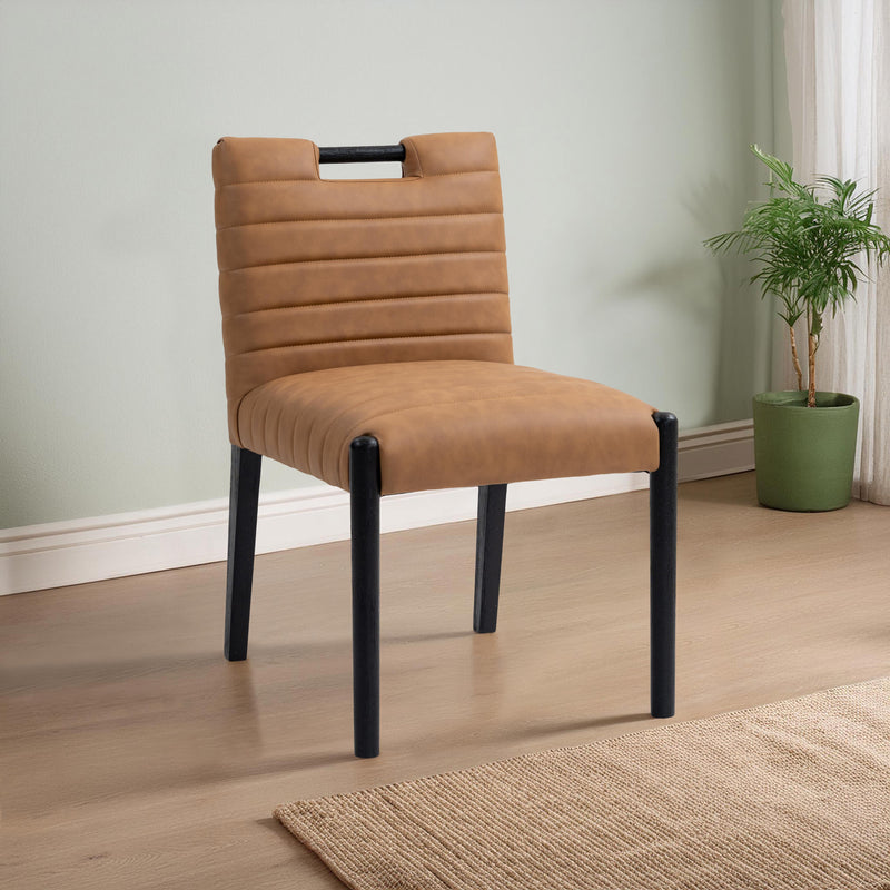 Meridian Aimee Cognac Vegan Leather Dining Side Chair IMAGE 2