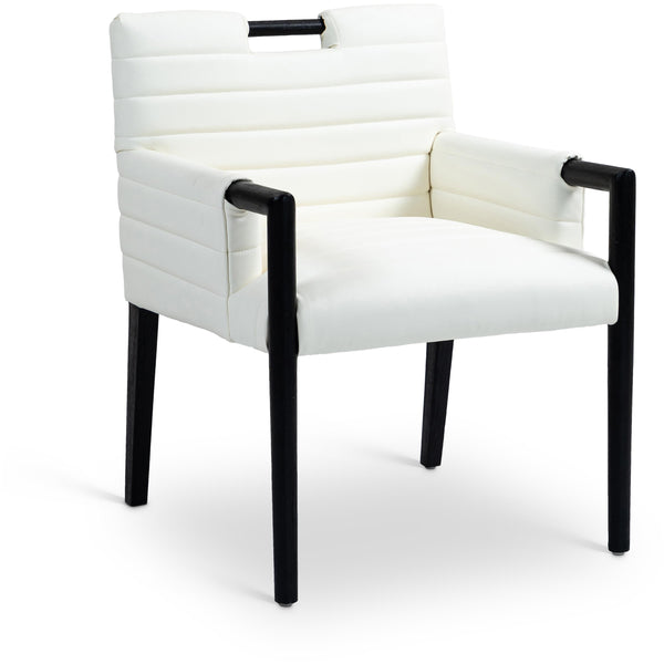 Meridian Aimee Cream Vegan Leather Dining Arm Chair IMAGE 1