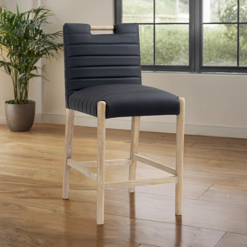 Meridian Aimee Black Vegan Leather Counter Stool IMAGE 2