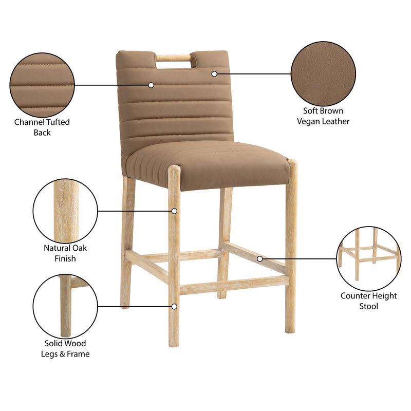 Meridian Aimee Brown Vegan Leather Counter Stool IMAGE 10