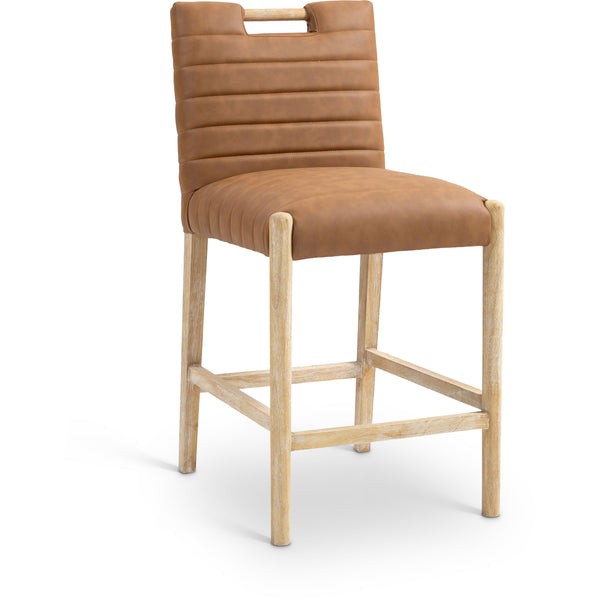 Meridian Aimee Cognac Vegan Leather Counter Stool IMAGE 1