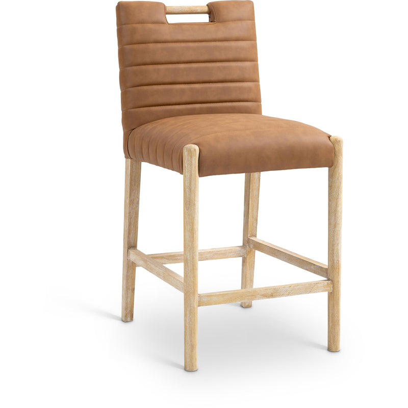 Meridian Aimee Cognac Vegan Leather Counter Stool IMAGE 1