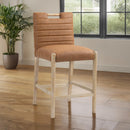 Meridian Aimee Cognac Vegan Leather Counter Stool IMAGE 2