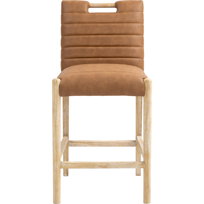 Meridian Aimee Cognac Vegan Leather Counter Stool IMAGE 3