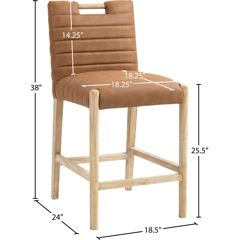 Meridian Aimee Cognac Vegan Leather Counter Stool IMAGE 9