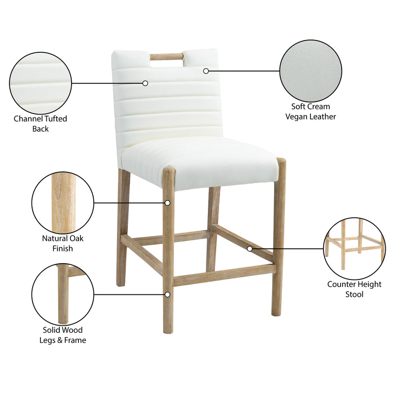 Meridian Aimee Cream Vegan Leather Counter Stool IMAGE 10