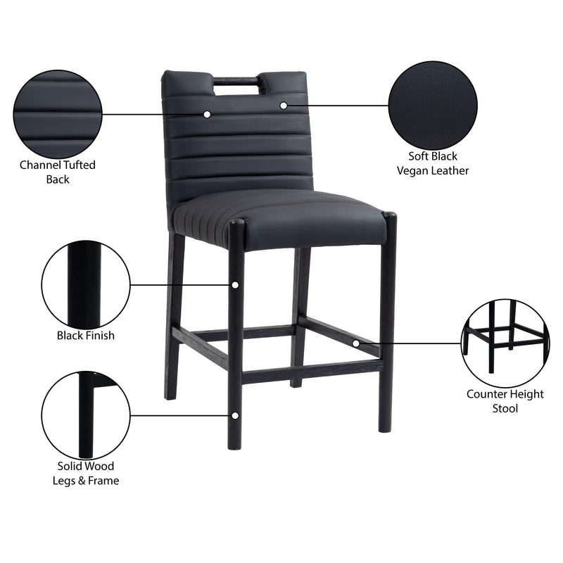 Meridian Aimee Black Vegan Leather Counter Stool IMAGE 10