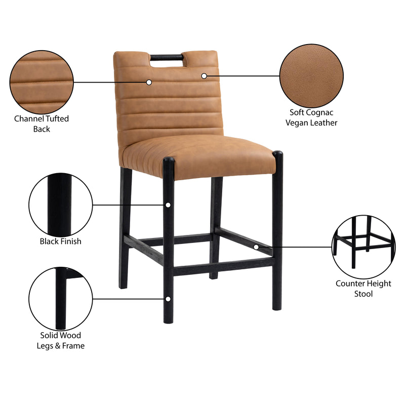Meridian Aimee Cognac Vegan Leather Counter Stool IMAGE 10