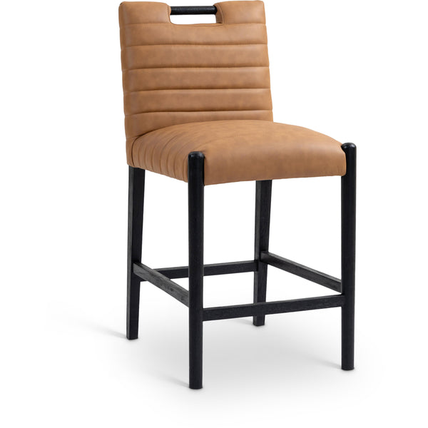 Meridian Aimee Cognac Vegan Leather Counter Stool IMAGE 1