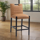 Meridian Aimee Cognac Vegan Leather Counter Stool IMAGE 2