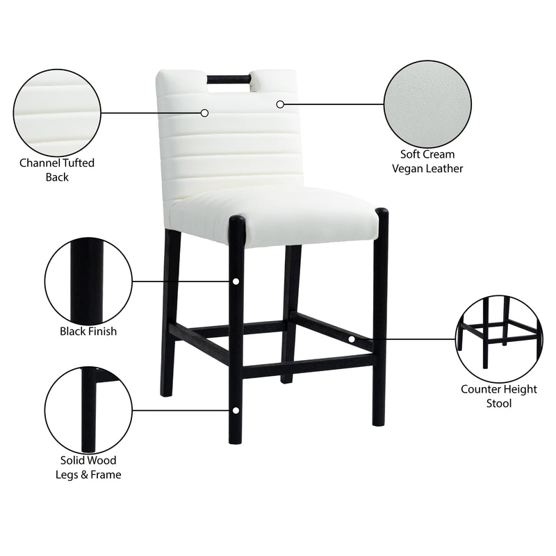 Meridian Aimee Cream Vegan Leather Counter Stool IMAGE 10